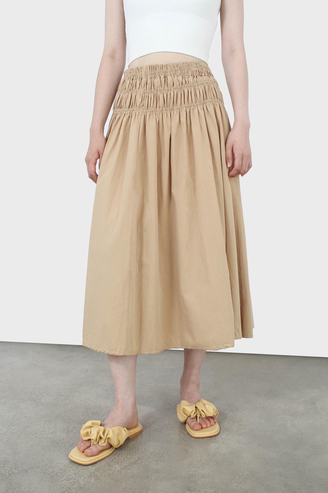 Dark beige ruched waist skirt