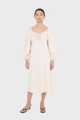 Ivory off shoulder cinched waist peasant dress
