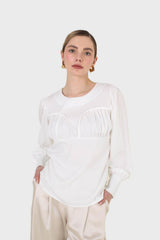 Ivory corset chest silky blouse