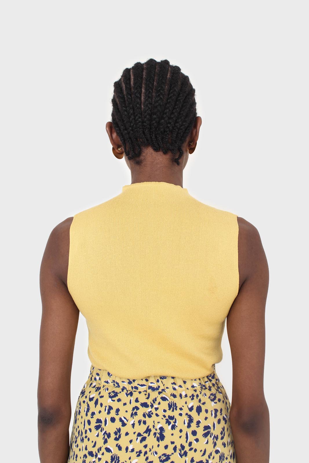 Mustard sleeveless mock neck knit tank