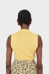 Mustard sleeveless mock neck knit tank
