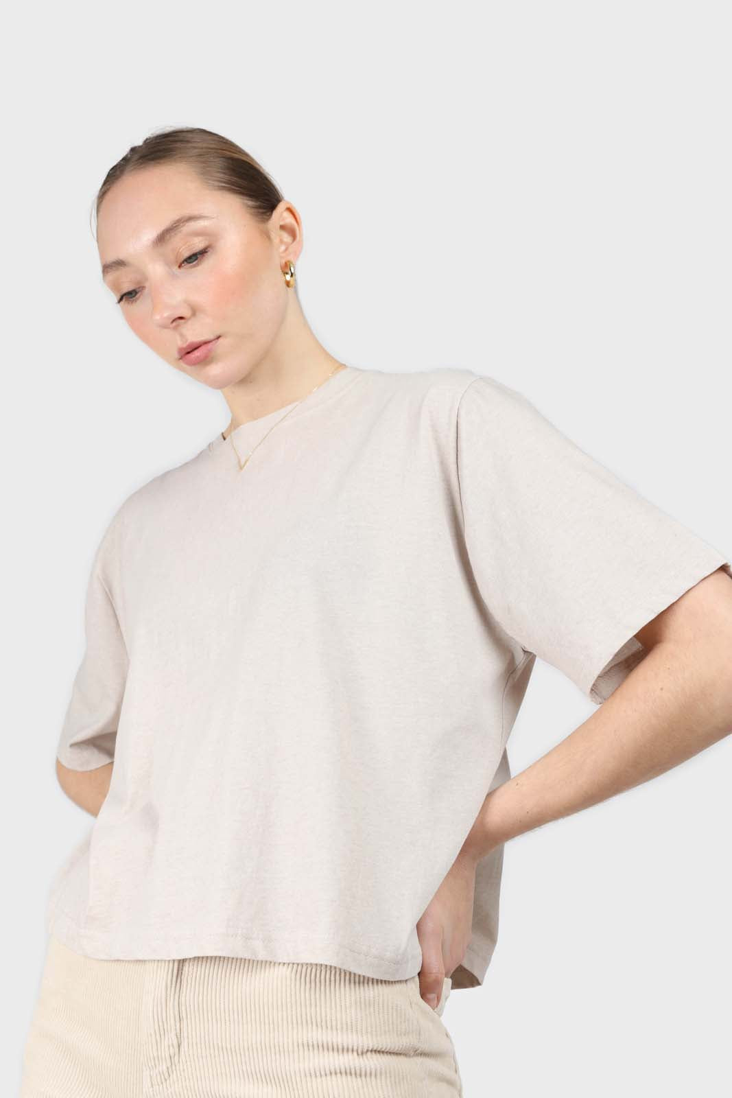 Beige loose fit t-shirt - set