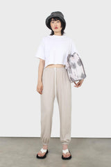 Beige loose fit sweatpants - set