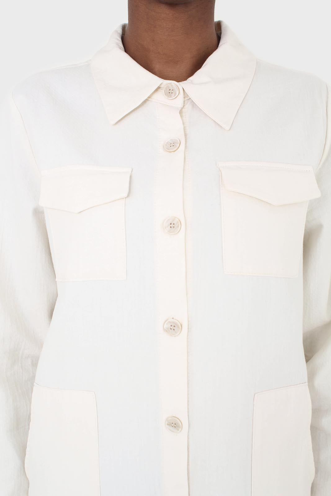 Ivory belted long shirt dress