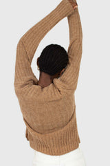Brown alpaca blended sweater