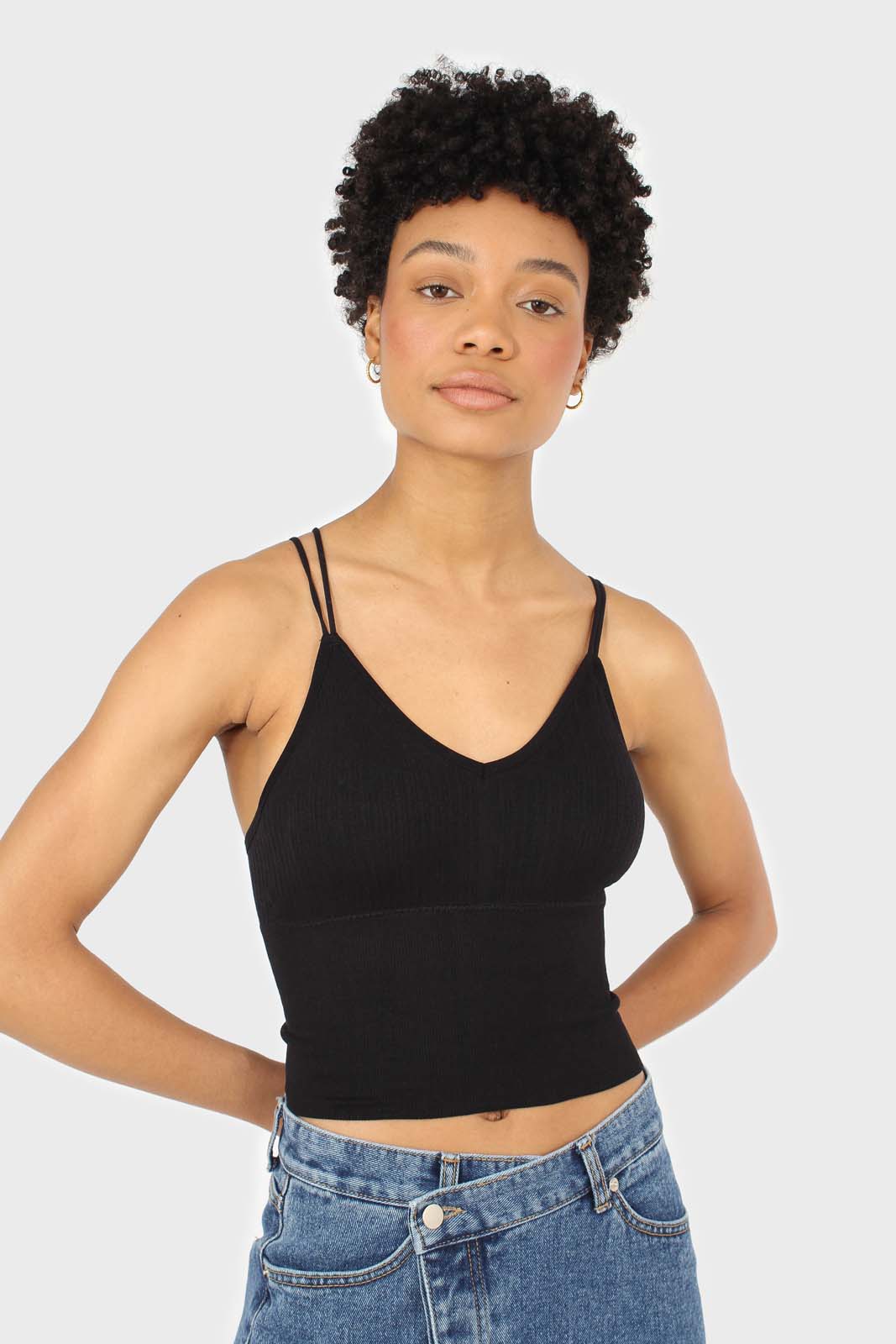Black ribbed tank top