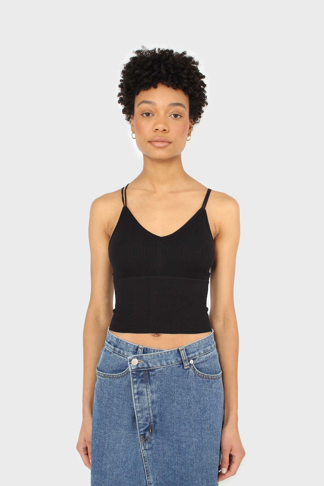 Black ribbed tank top