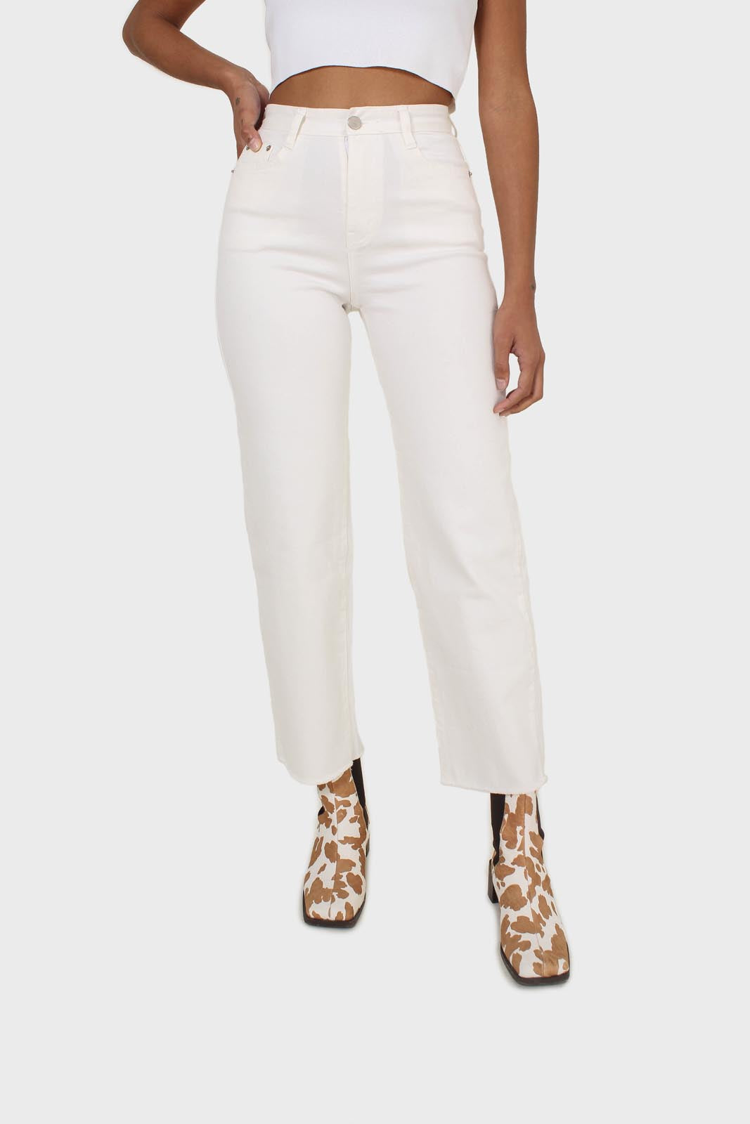 Ivory straight raw cut wide fit jeans - 839
