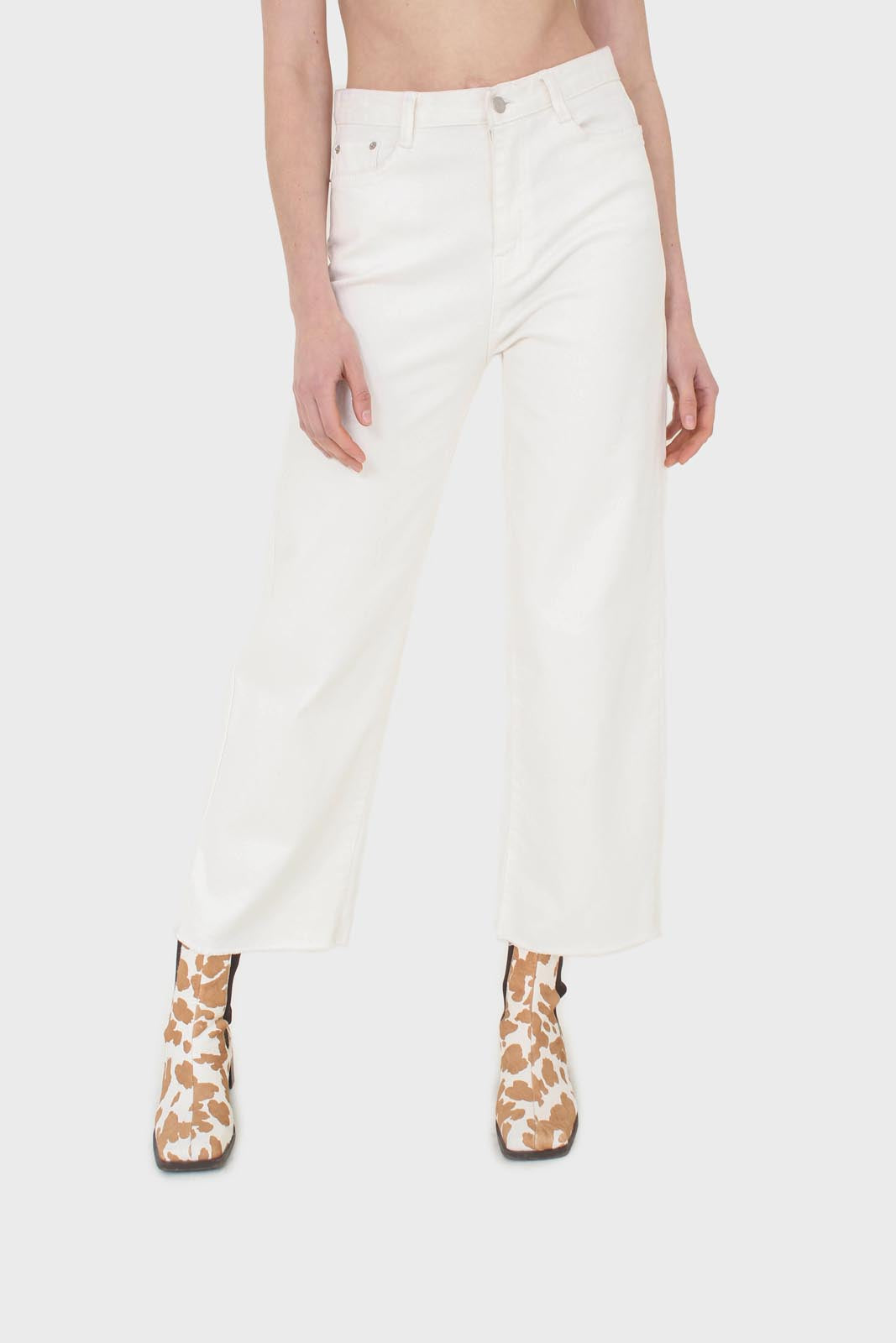 Ivory straight raw cut wide fit jeans - 839