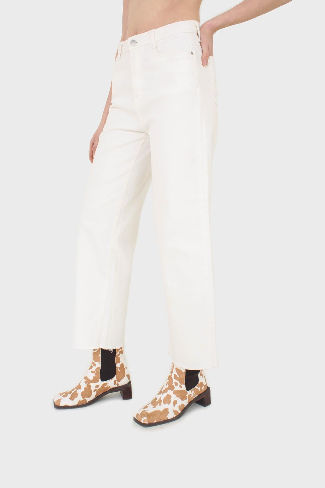 Ivory straight raw cut wide fit jeans - 839