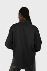 Black and white contrast stitch oversized shirt