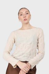 Beige wrinkled long sleeved top