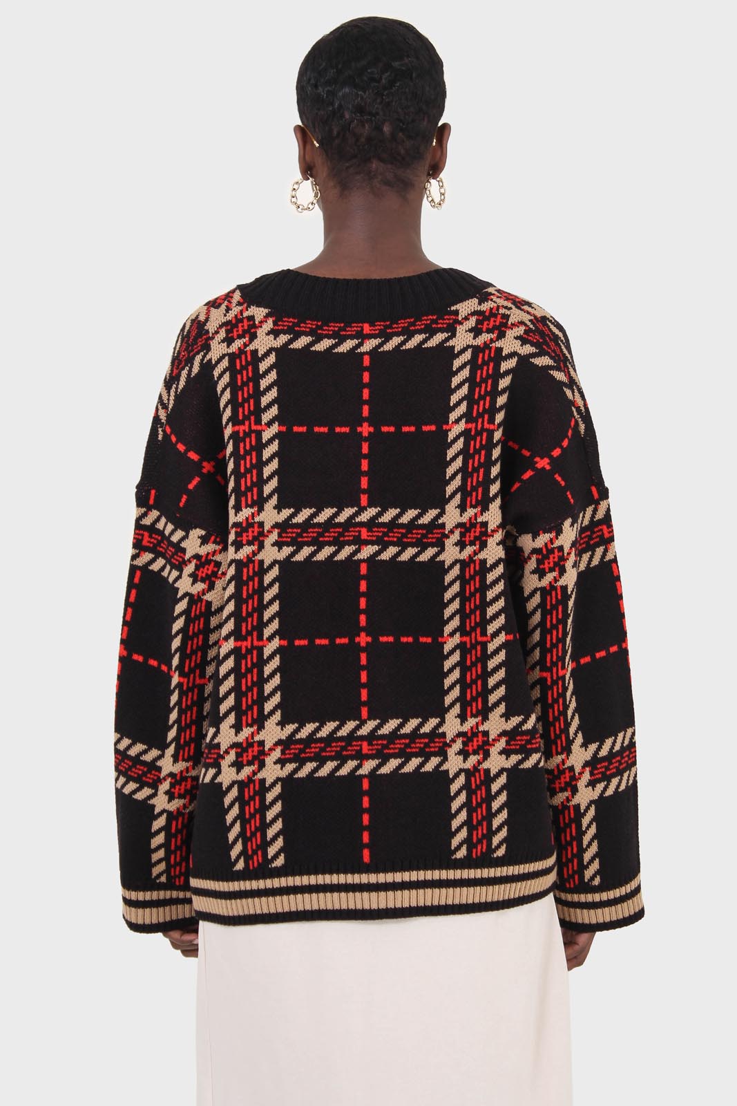 Black and beige bold checked cardigan