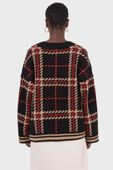 Black and beige bold checked cardigan