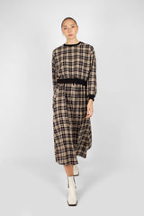 Black and beige checked maxi skirt