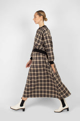 Black and beige checked maxi skirt