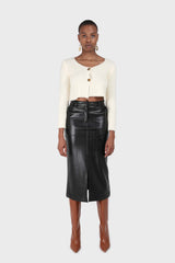 Ivory fuzzy double button cardigan