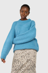 Bright blue oversized crew neck jumper