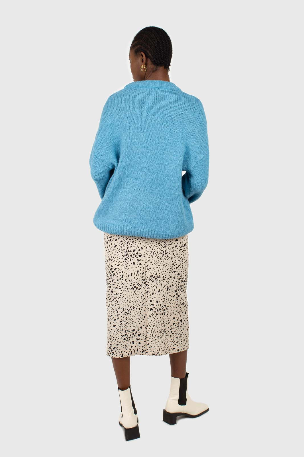 Bright blue oversized crew neck jumper