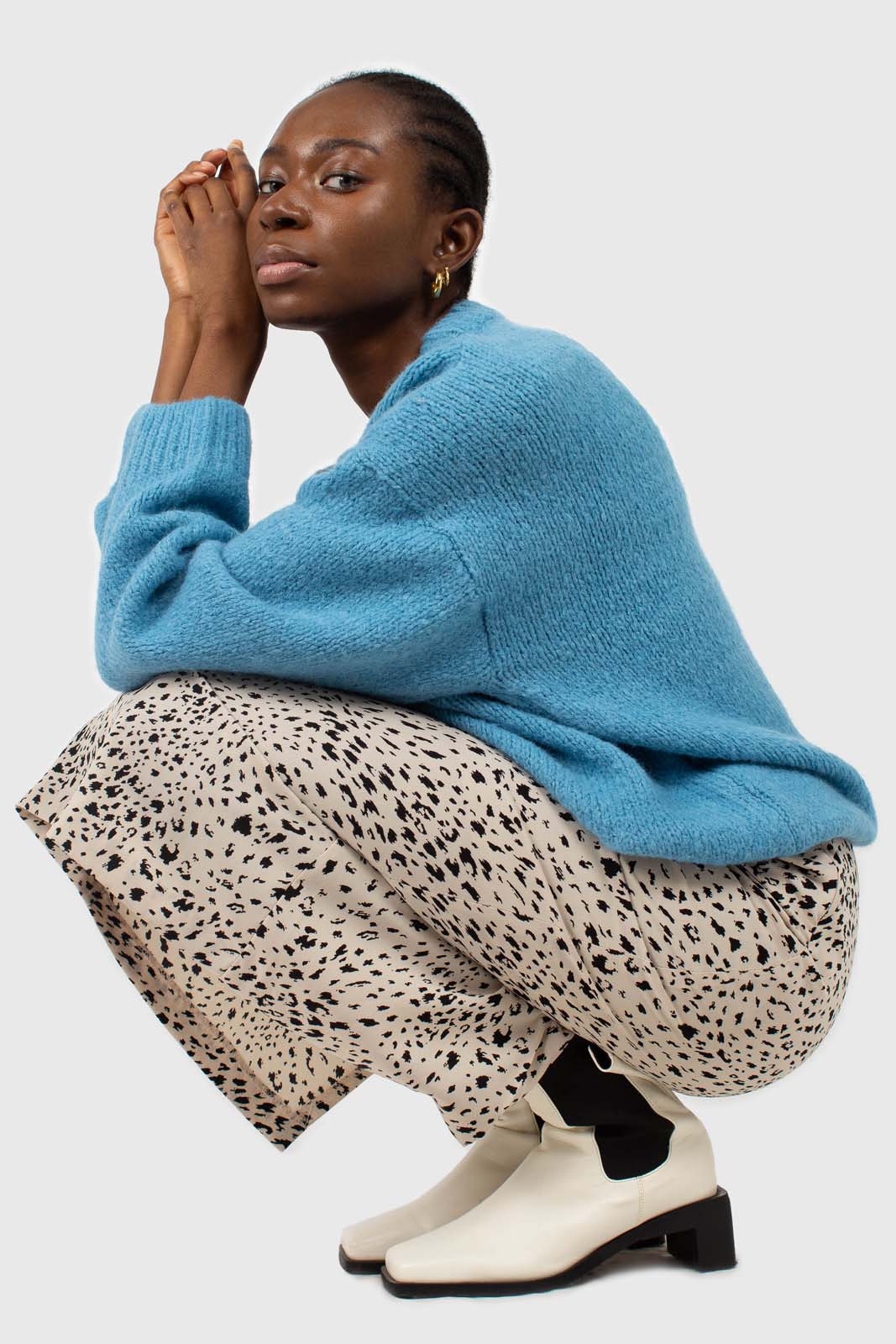 Bright blue oversized crew neck jumper