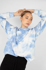 Blue tie dye loose fit sweatshirt