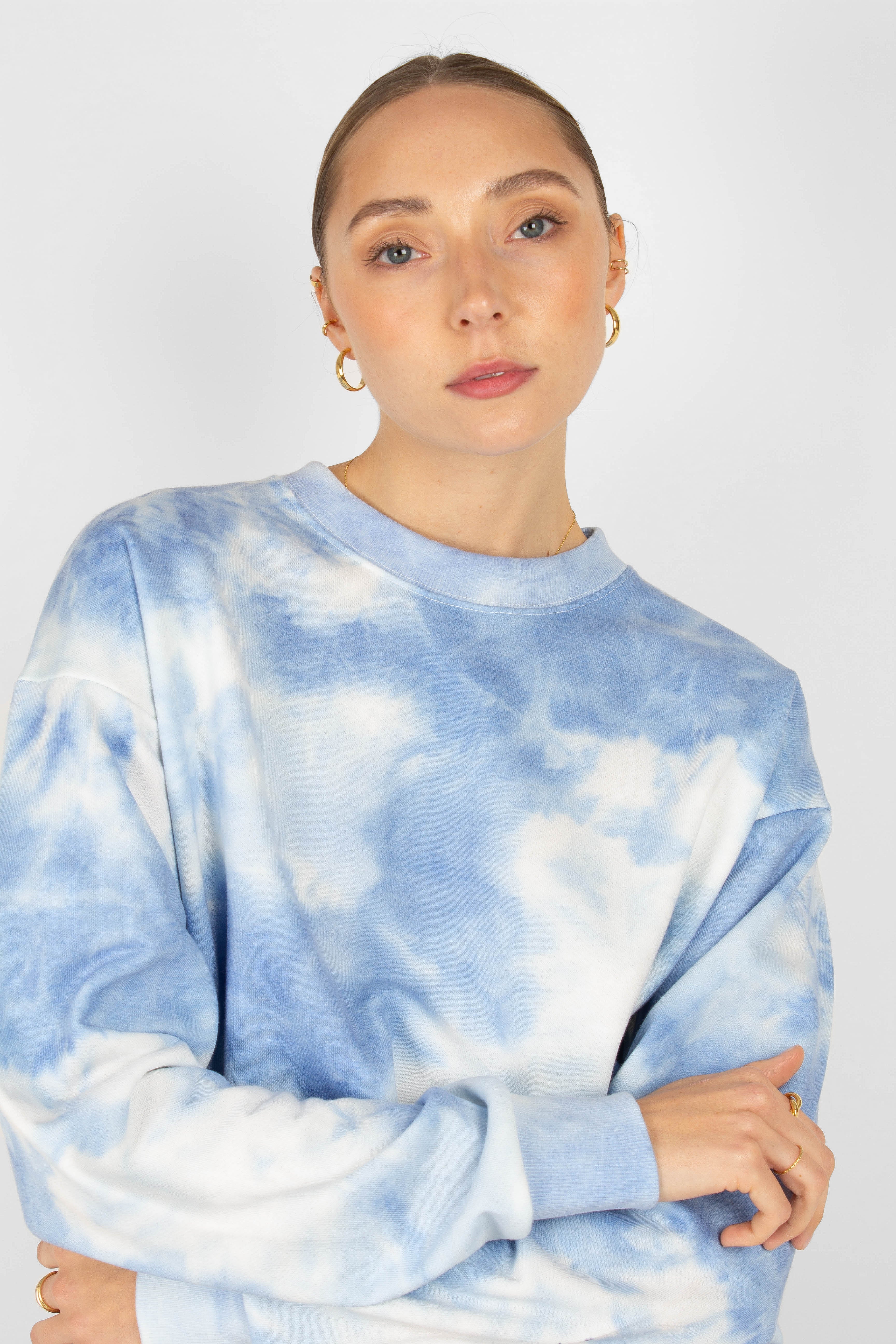 Blue tie dye loose fit sweatshirt