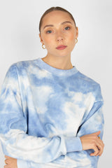 Blue tie dye loose fit sweatshirt