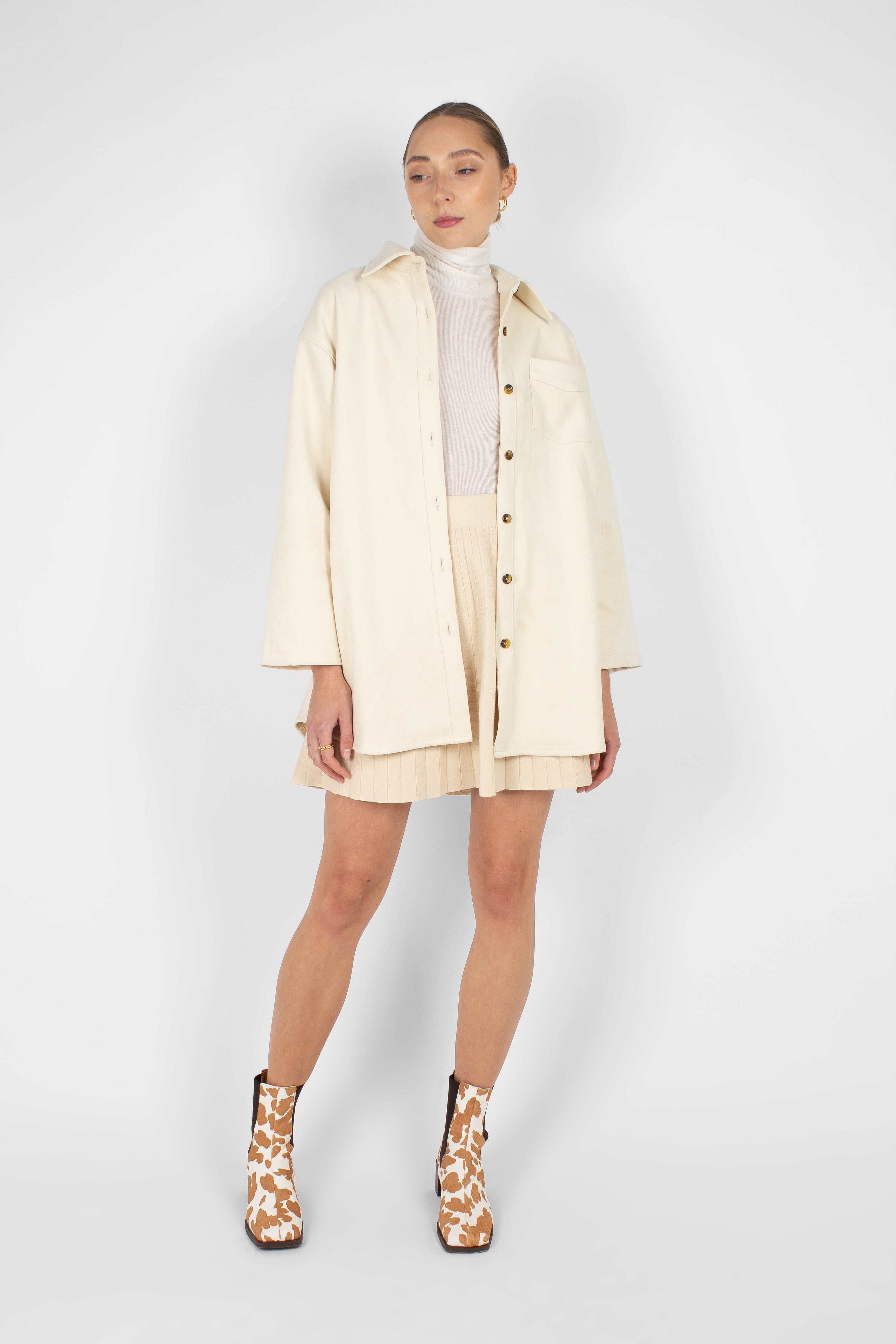 Ivory vegan suede oversized shirt