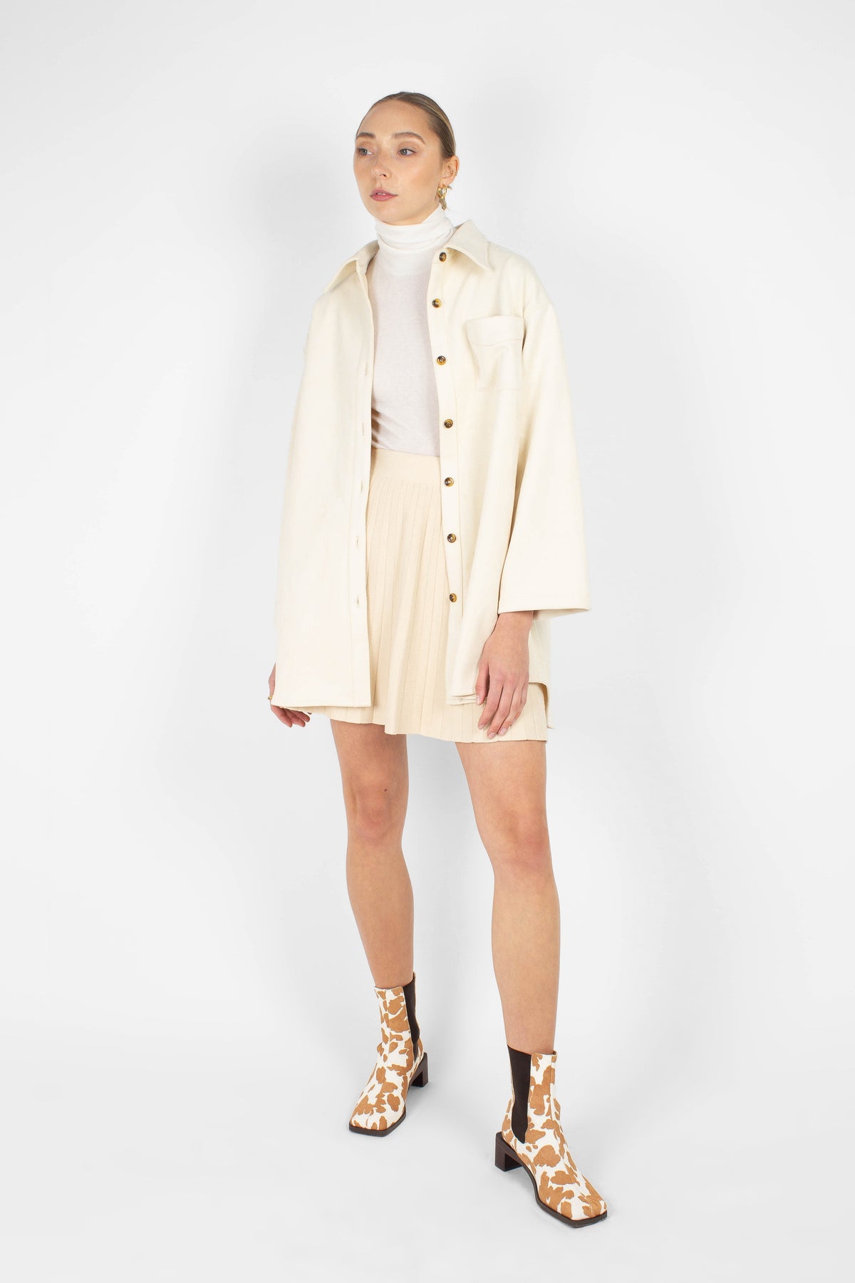 Ivory vegan suede oversized shirt