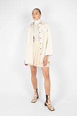Ivory vegan suede oversized shirt