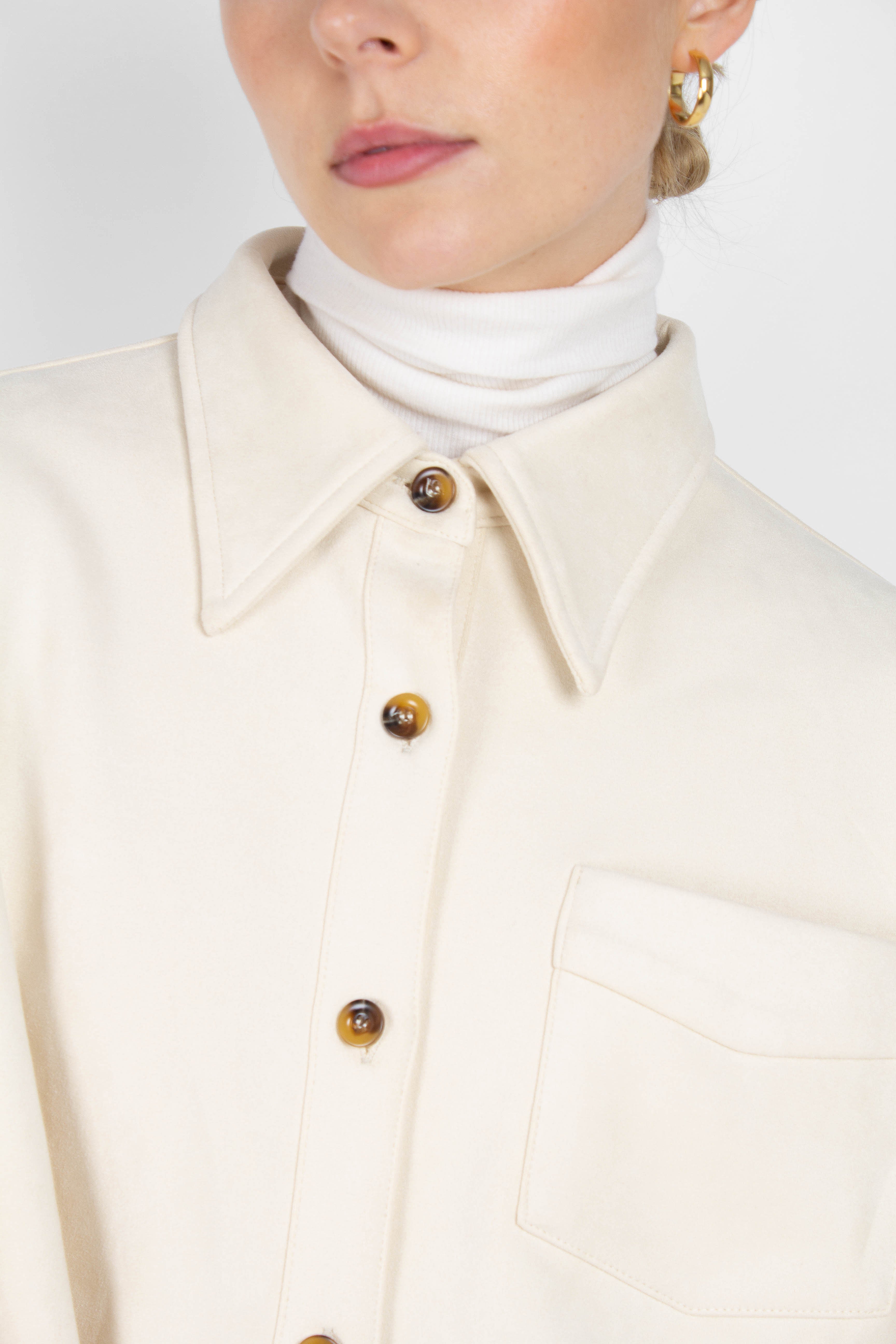 Ivory vegan suede oversized shirt