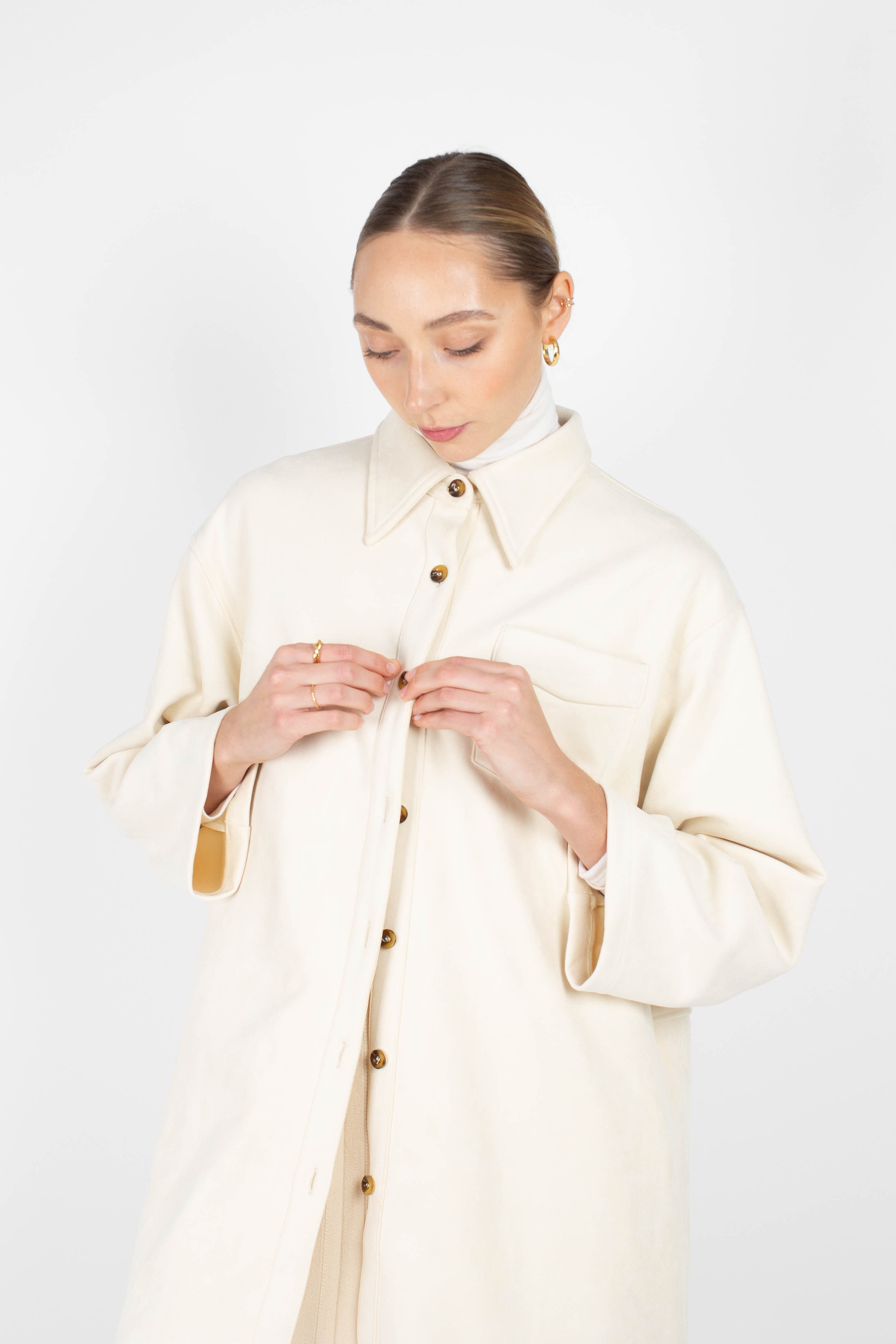 Ivory vegan suede oversized shirt
