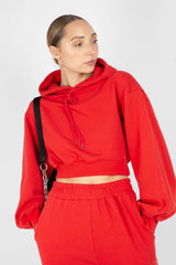 Red cropped hooded sweatshirt - set