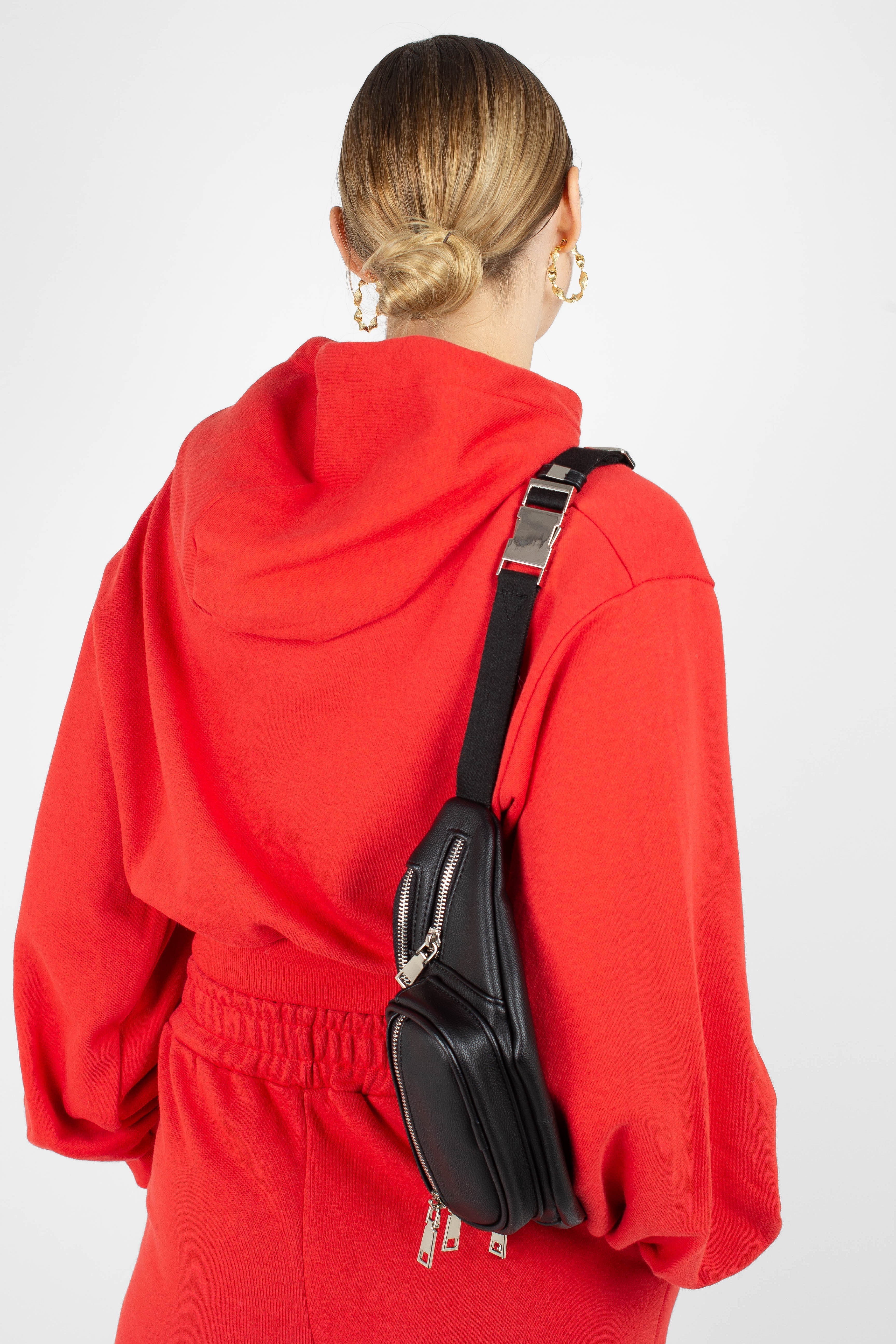 Red cropped hooded sweatshirt - set