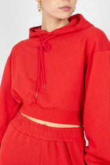 Red cropped hooded sweatshirt - set