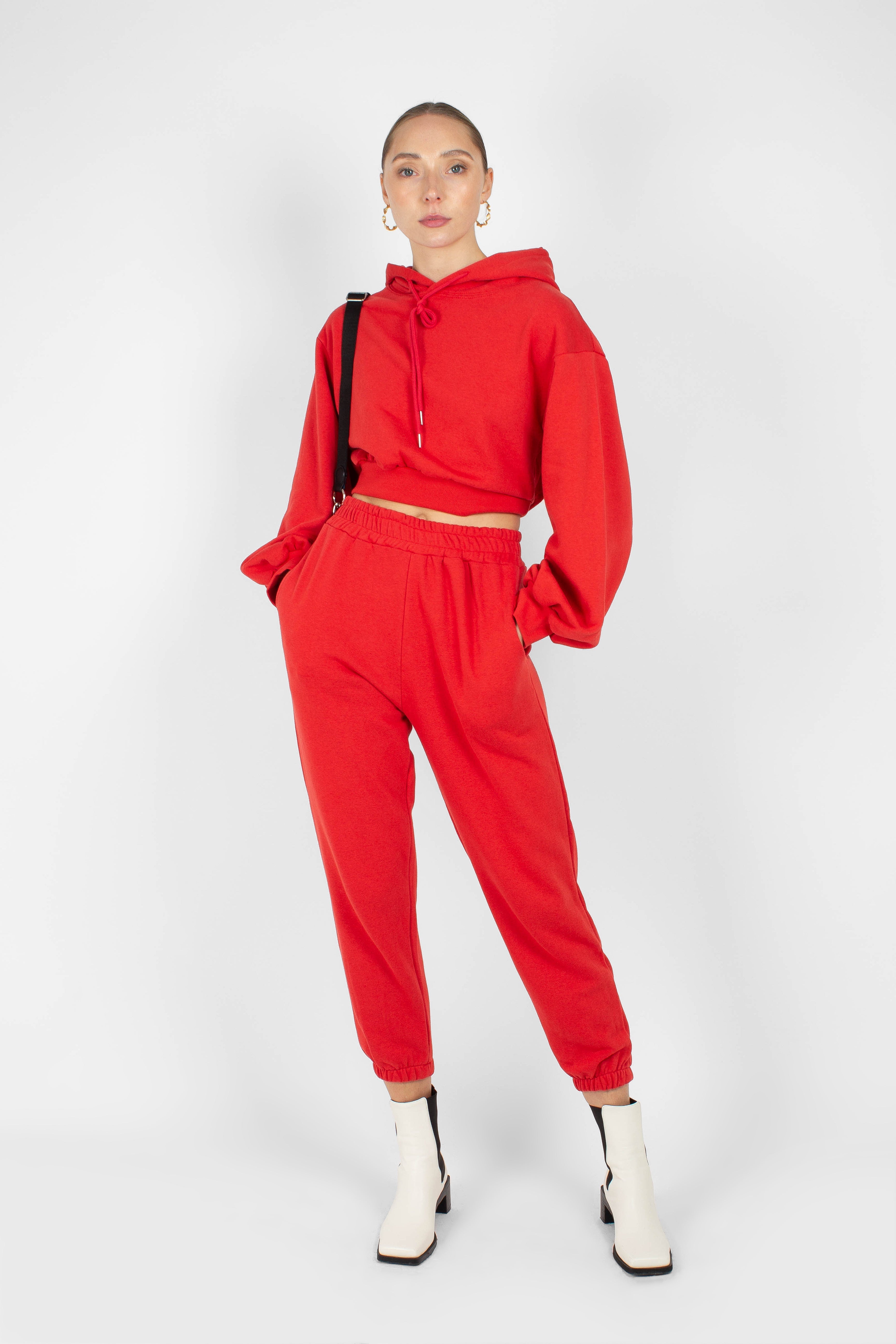 Red loose fit sweatpants - set