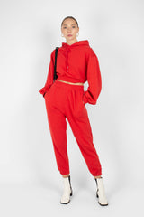 Red loose fit sweatpants - set