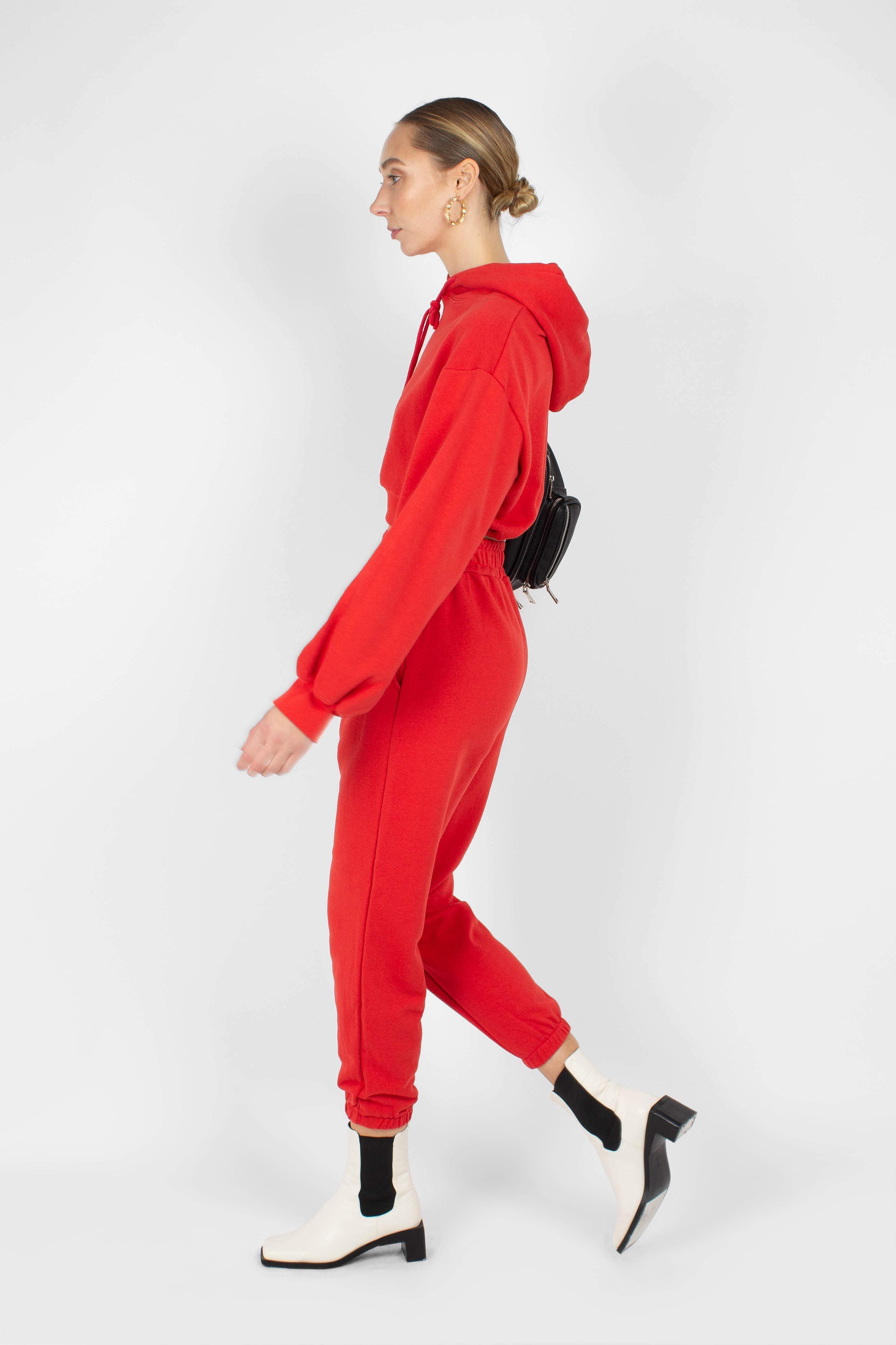 Red loose fit sweatpants - set