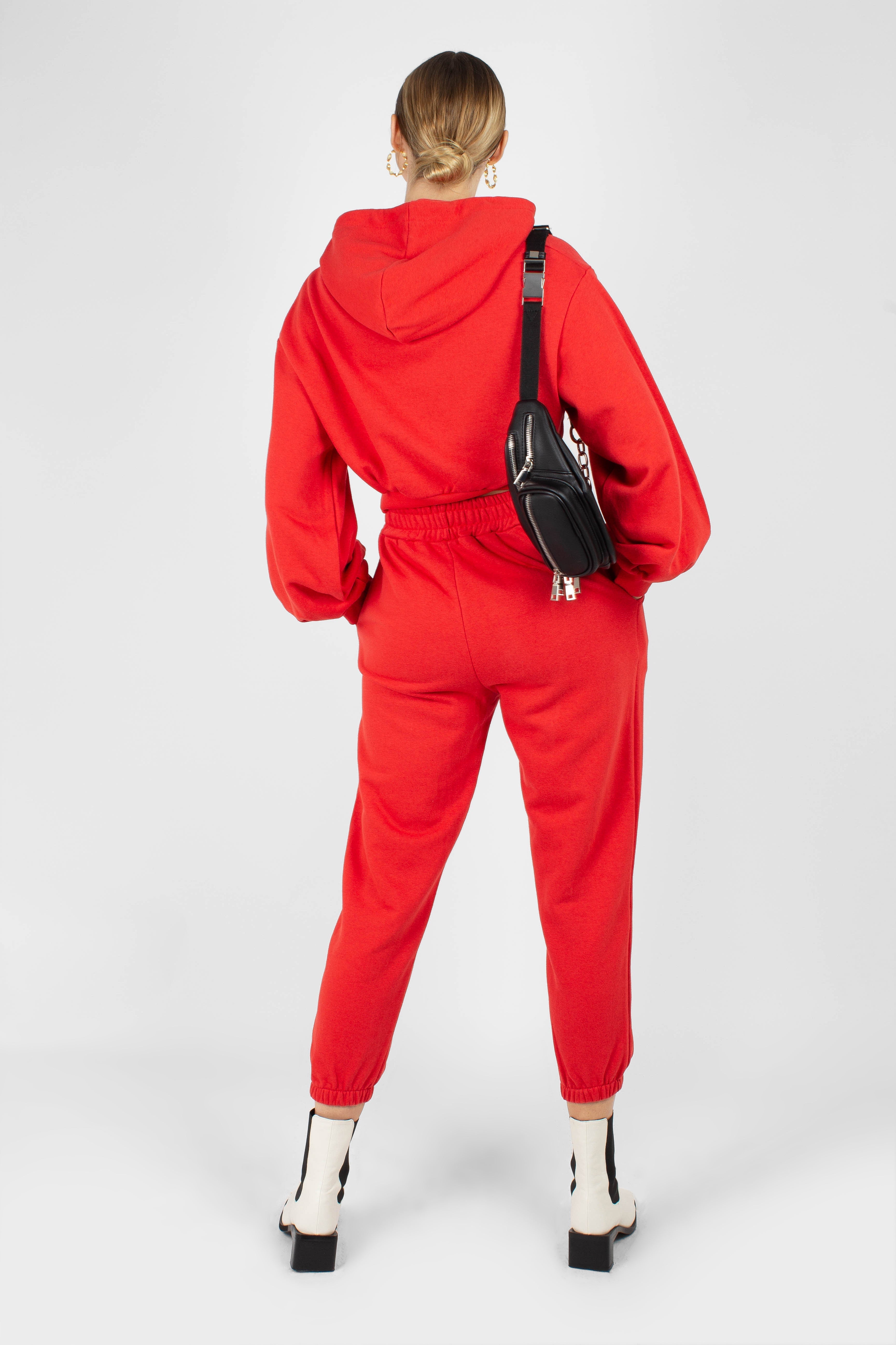 Red loose fit sweatpants - set