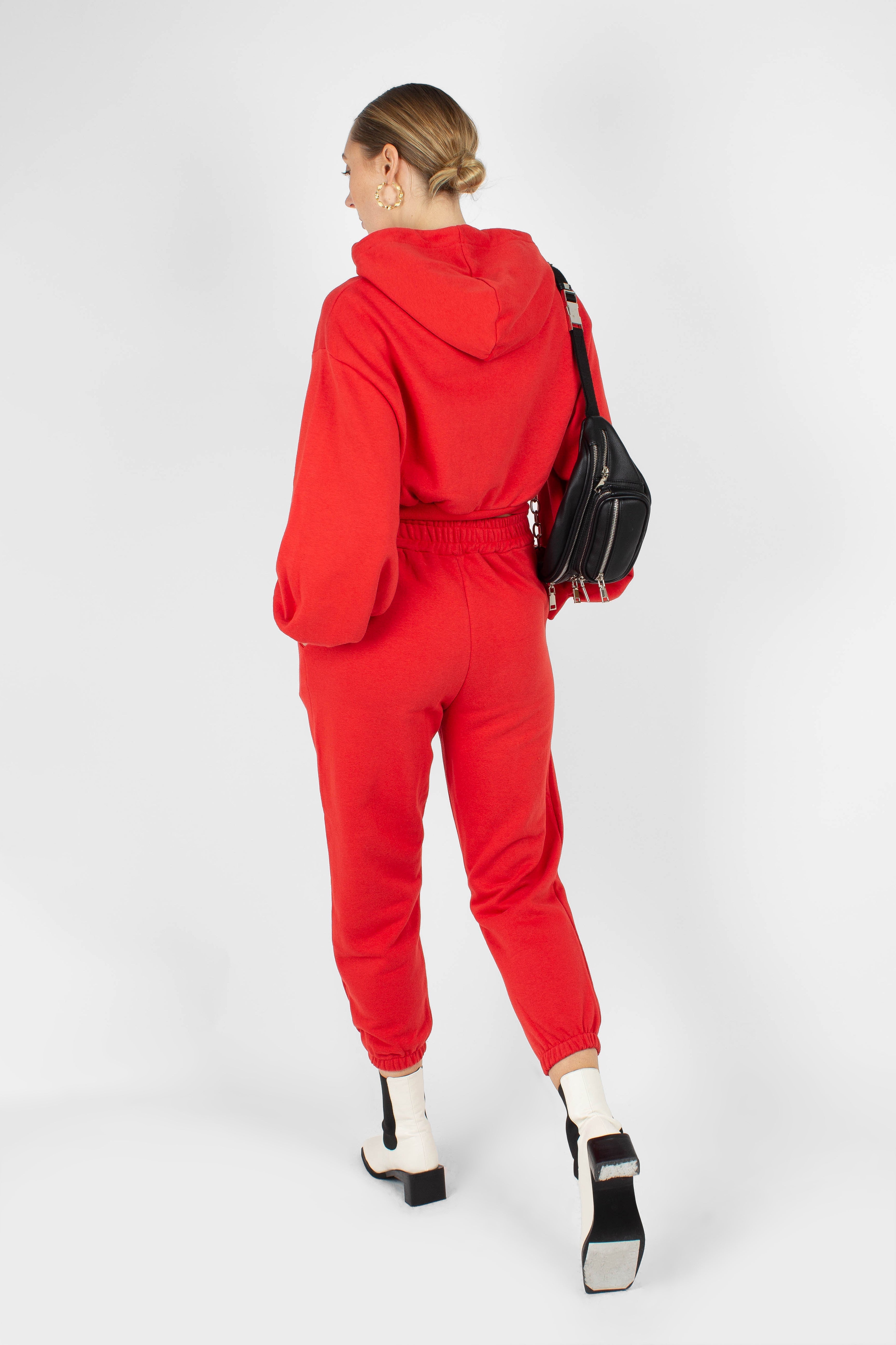 Red loose fit sweatpants - set