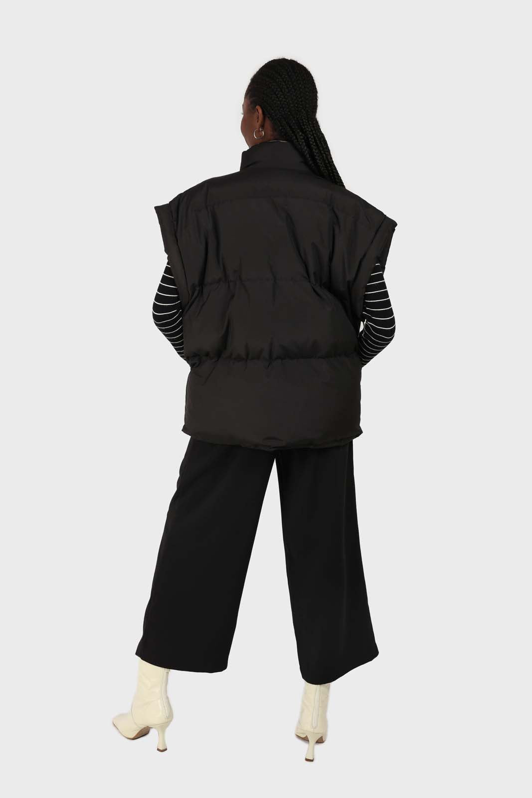 Black high waisted belted trousers