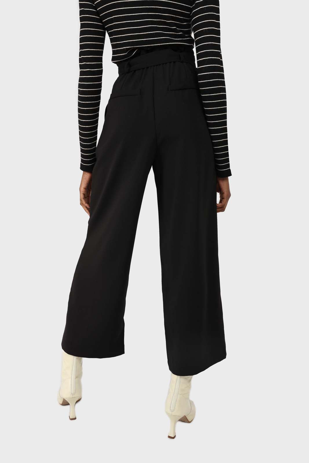 Black high waisted belted trousers