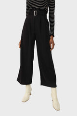 Black high waisted belted trousers