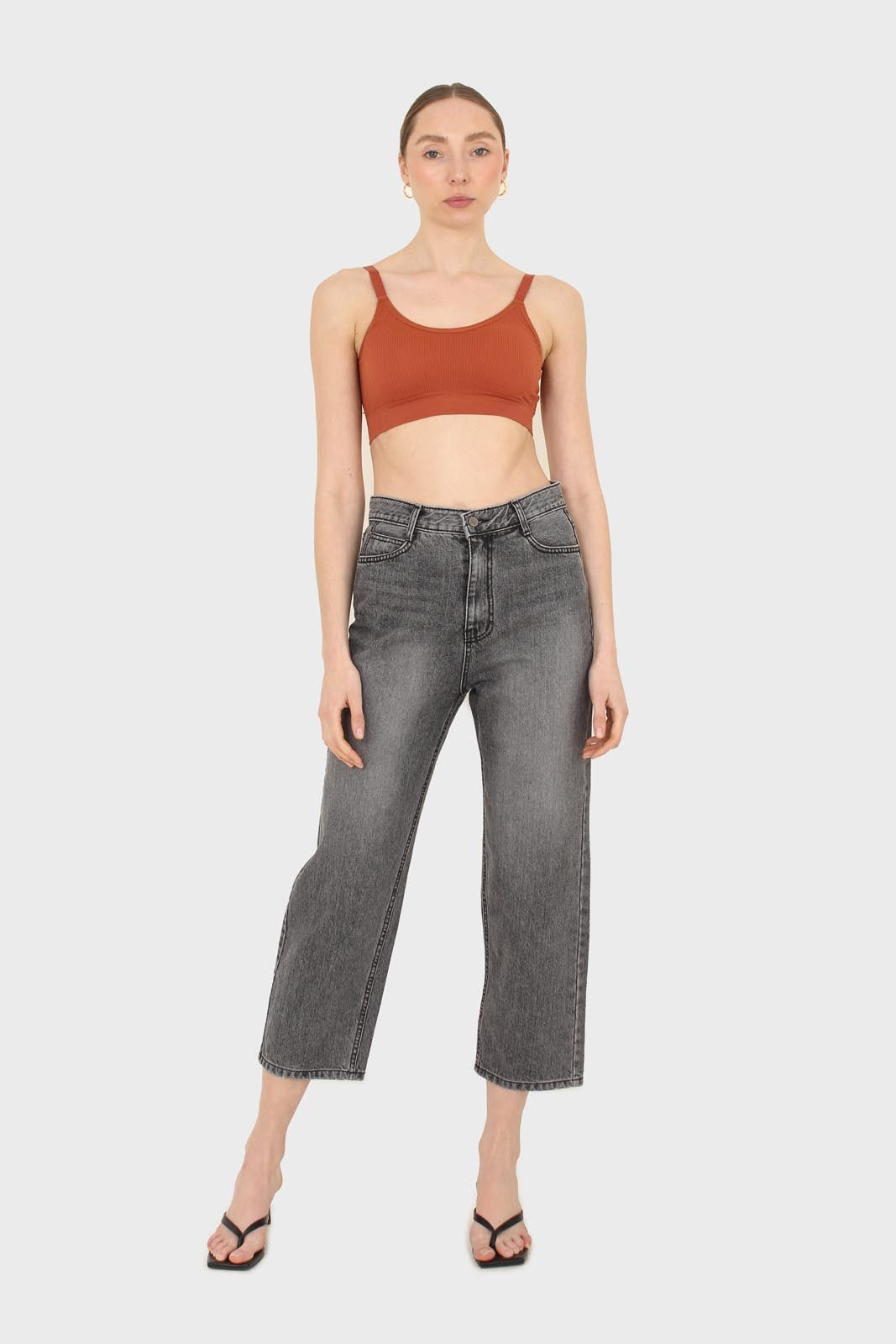 Grey washed mom jeans - 1335