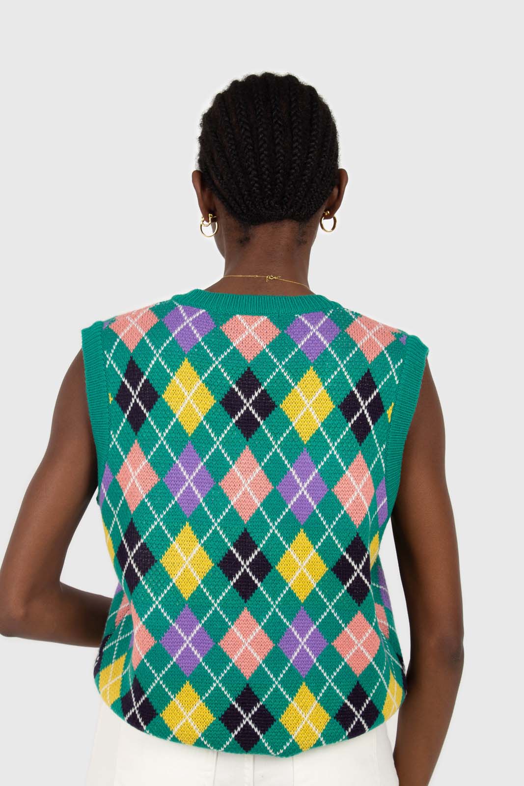 Green multi colored argyle sweater vest