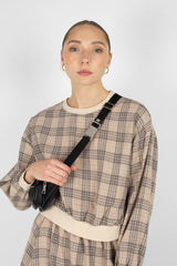 Beige and brown checked sweatshirt