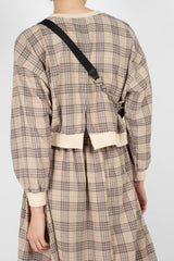 Beige and brown checked sweatshirt