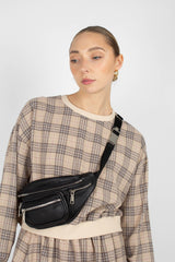 Beige and brown checked sweatshirt
