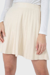 Ivory pleated knit mini skirt
