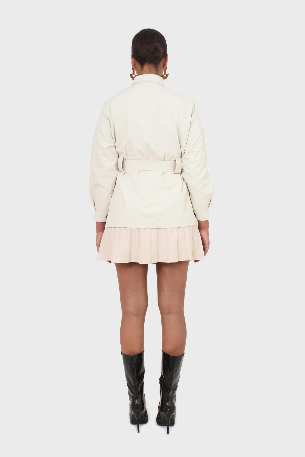 Ivory patch pocket belted safari jacket